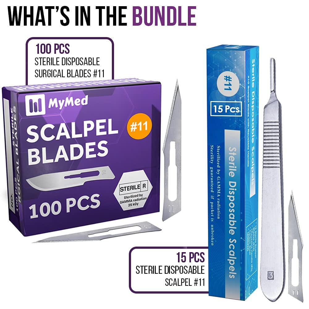 100 Disposable Surgical Blades Size 11 and 15 Pack Surgical Blades 11 and Scalpel Handle - Image 8