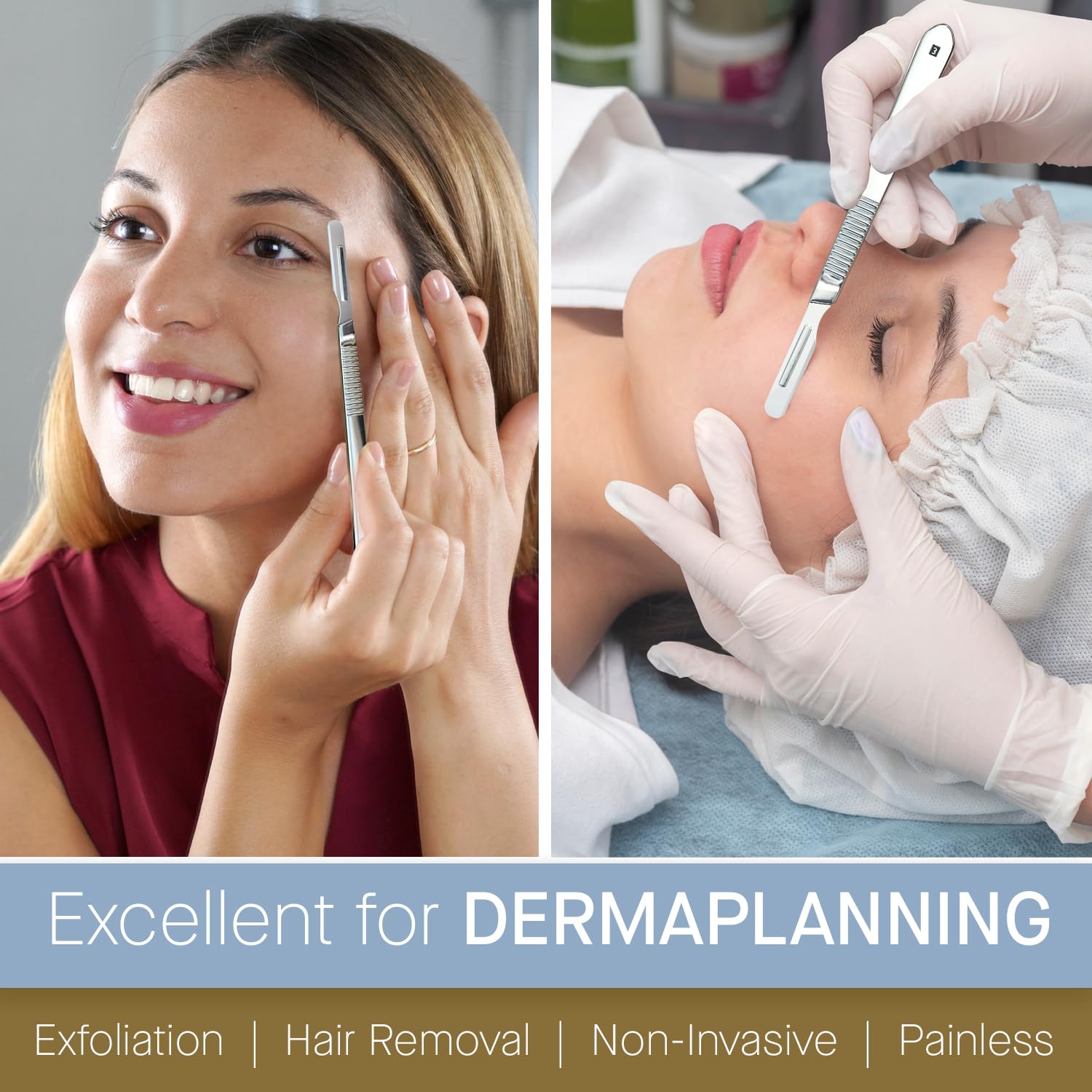 10R Blades Dermaplaning Pack of 100 + Dermaplane Blade Remover Box for Safe Disposal + 2 Stainless Steel Scalpel Handles + Dermaplane Oil - Image 3