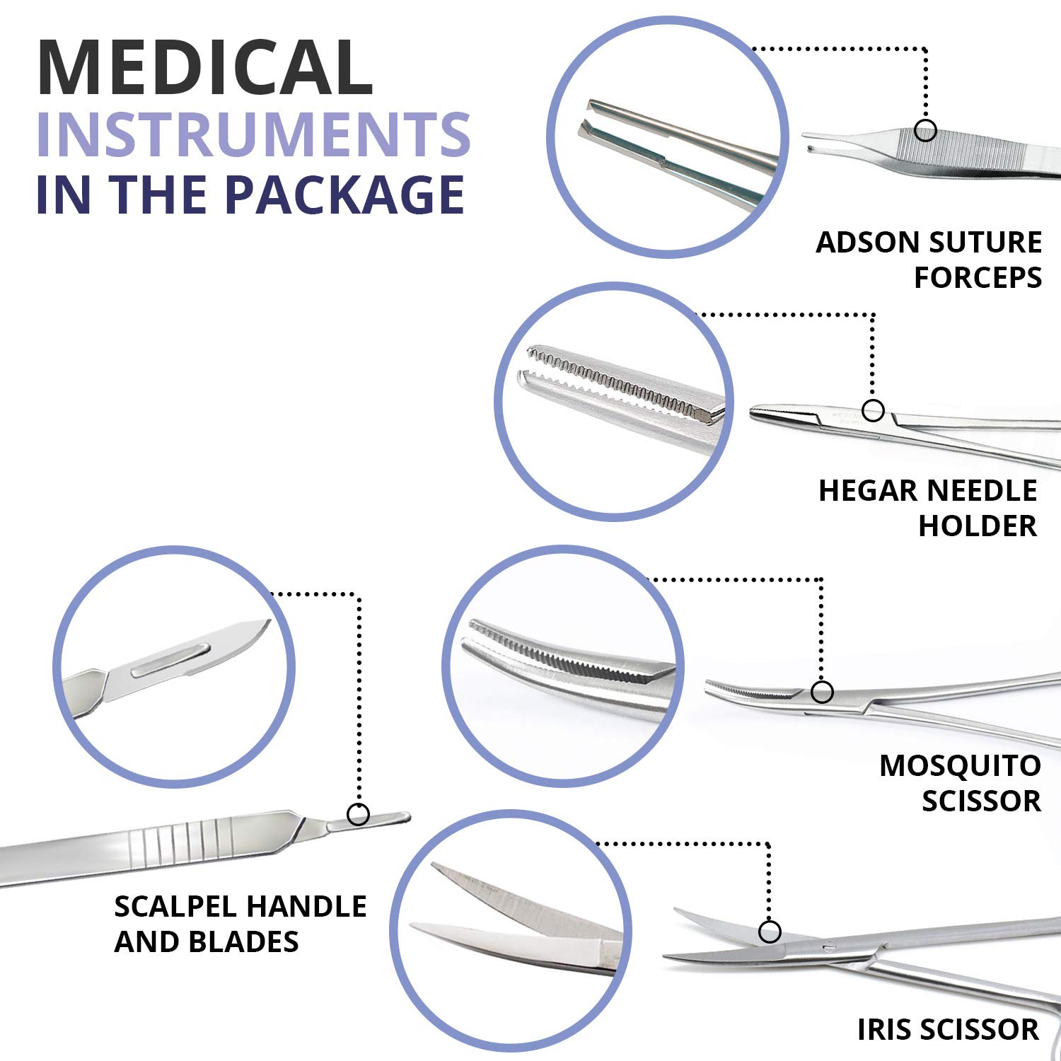 Complete Suture Practice Kit for Medical Students, Improved Stitches Kit Medical Including 2 x Large Suture Pads 1 x Plain, 1 x Pre-Cut, 5 Suture Tools, Surgical Practice Kit (Education Use Only) - Image 6