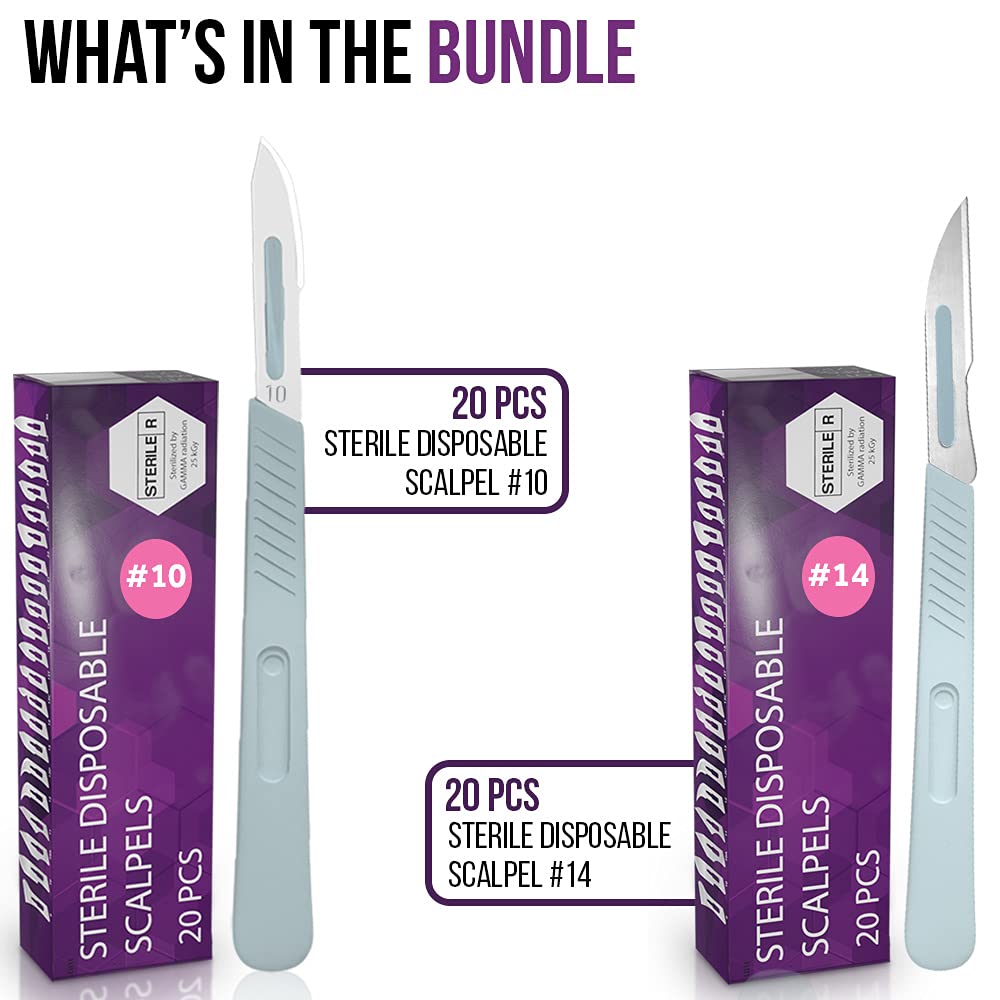 Disposable Scalpel 10, Pack of 20 Disposable Dermaplaning Blades with Plastic Handle and Disposable Scalpel 14, Pack of 20 Disposable Dermaplaning Blades - Image 9
