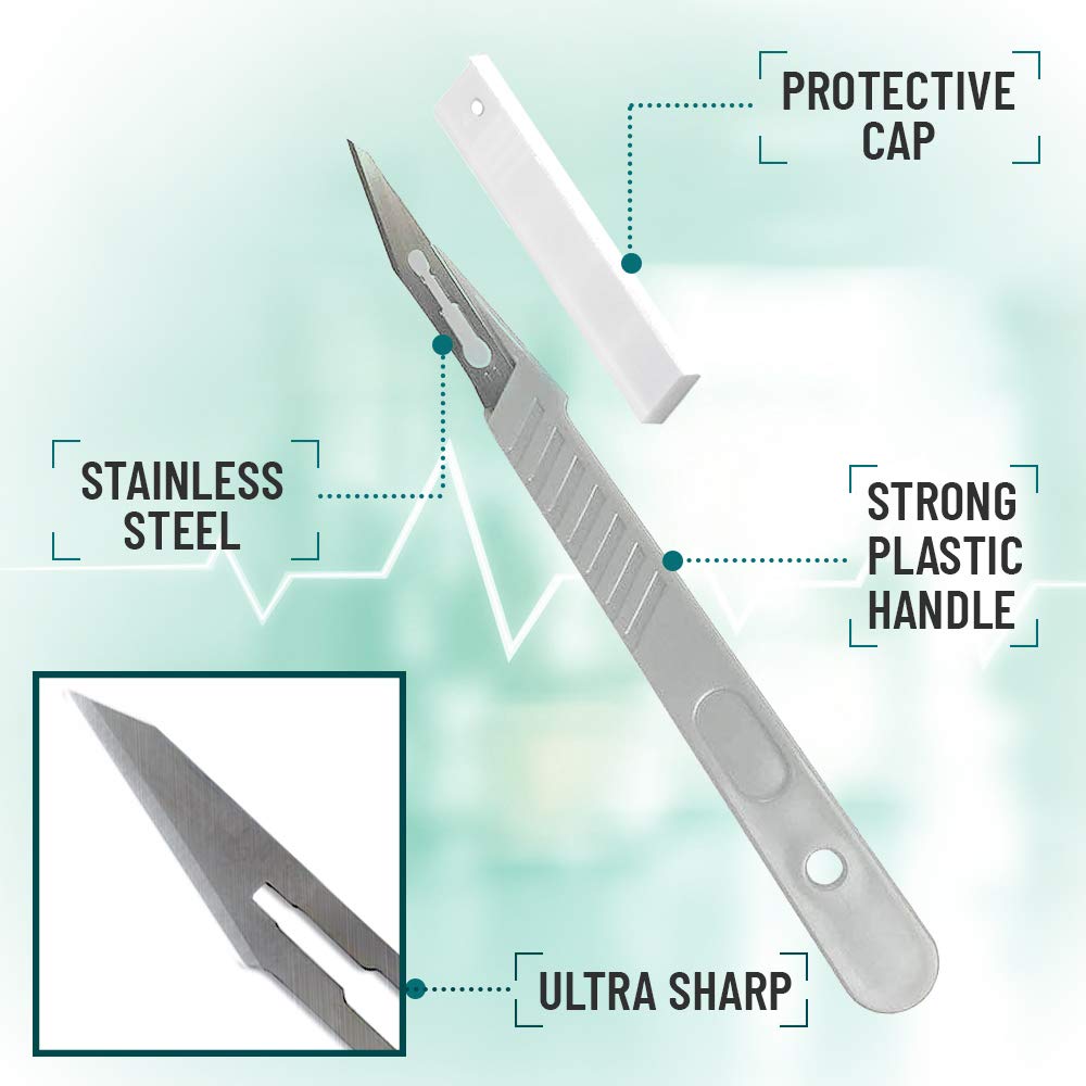 Disposable Scalpel Blades with Metal Handle, Dermaplaning Tool for Face Professional, Scalpel Knife for Mycology, dermaplaning Blades, Surgical scalpels, Non-Slip & Reusable Scalpel Handle. - Image 3