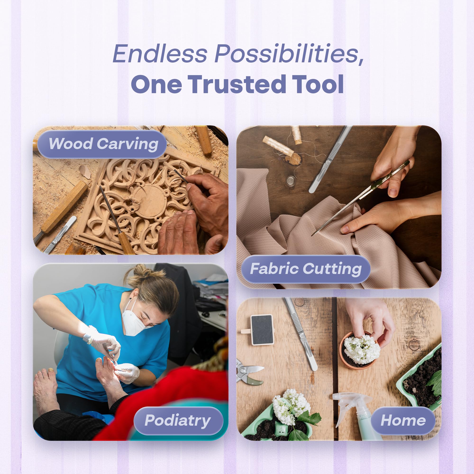 1,000pcs Stainless Steel 10r Blades Dermaplaning kit 10r Blades + Pack of 4 Scalpel Handles #3 + - Image 5