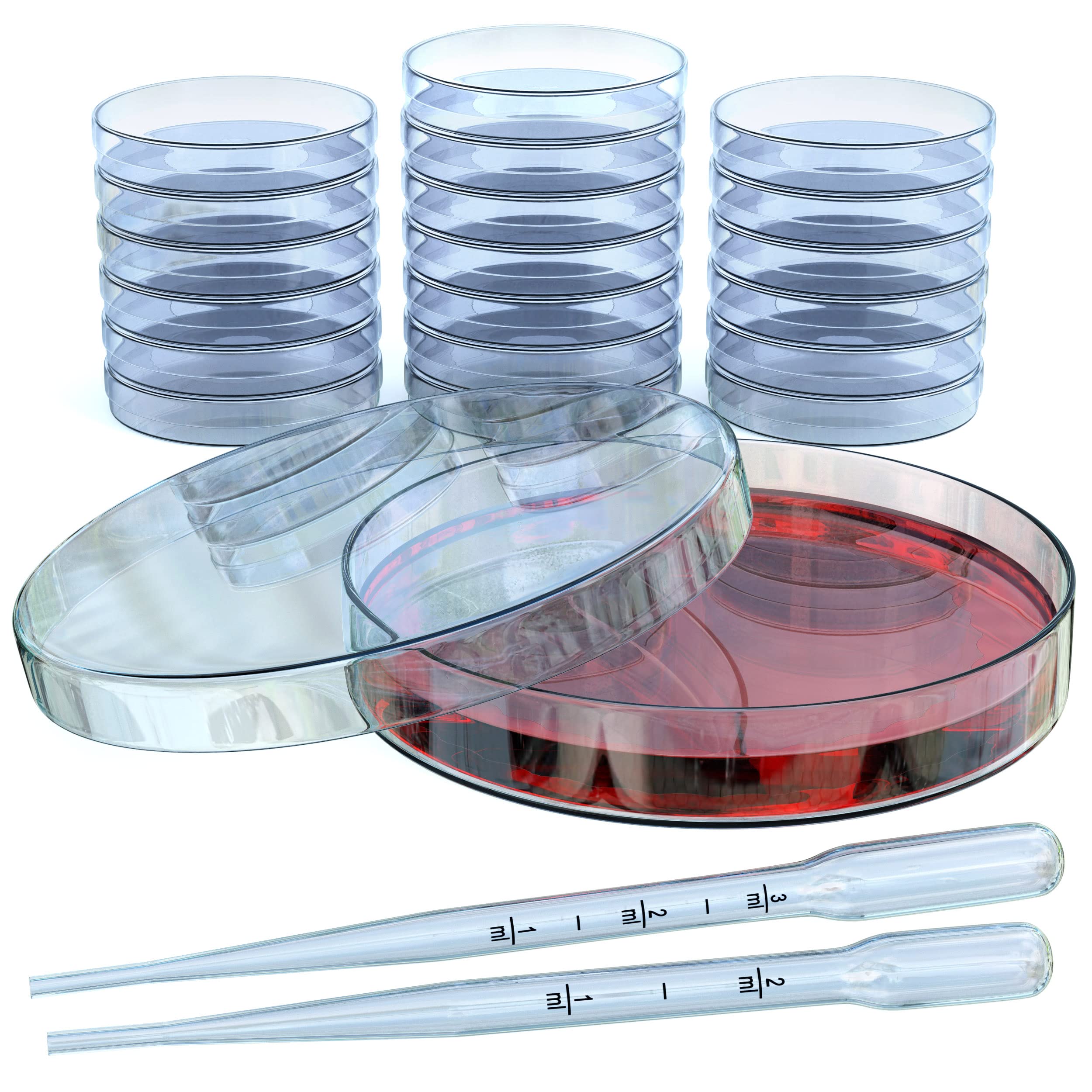 MyMed Upgraded Pack of 20 Sterile Petri Dishes with Lids (90 x 15 mm), 2ml Plastic Pipettes for Lab Analysis, School Projects, Blood Samples, Plant & Seed Cultivation Petri Dish (20) - Image 3