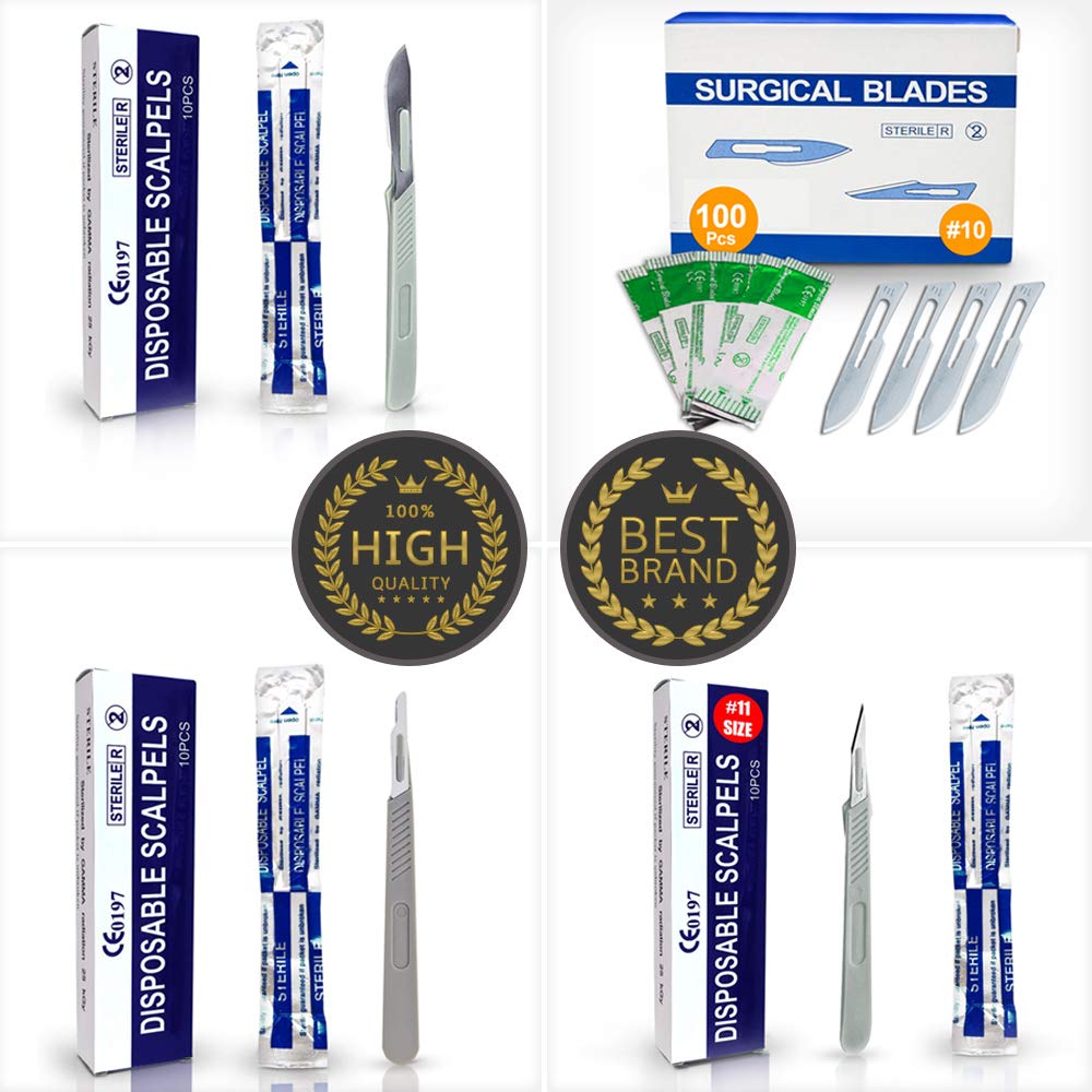 Pack of 15 Surgical Blades 10 and Stainless Steel Scalpel Handle, Size 10 Scalpel Blades with Scalpel Handle, High Carbon Steel Dermablade Scalpels Surgical 10 Blades, Dermaplaning Tool for Face - Image 8