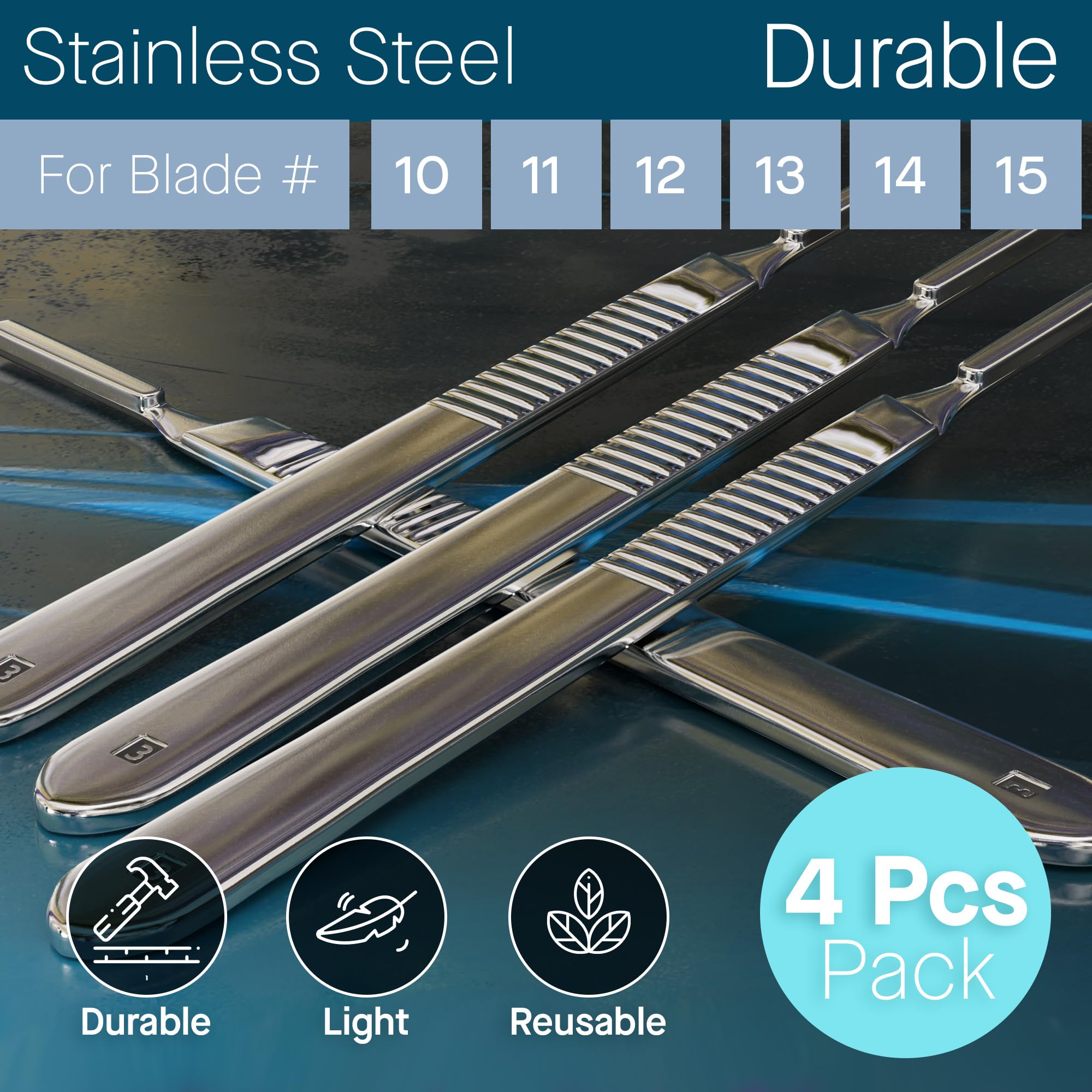 1,000pcs Stainless Steel 10r Blades Dermaplaning kit 10r Blades + Pack of 4 Scalpel Handles #3 + - Image 8